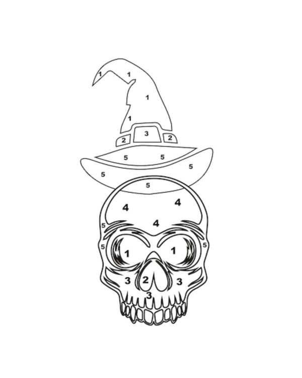 Skull with Witch Hat in Halloween Mandala