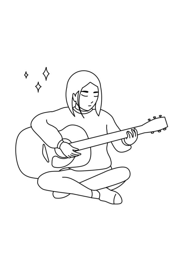 Anime Girl Playing Acoustic Guitar