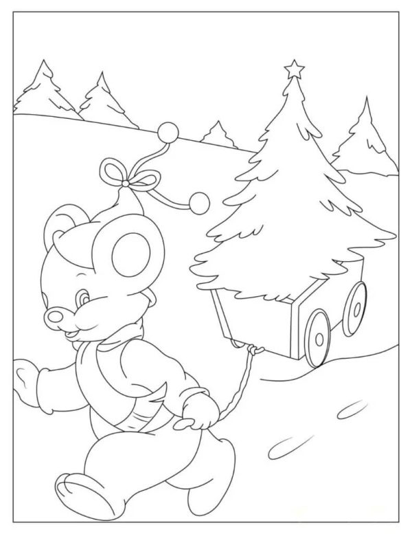 Bear is carrying a Pine Tree