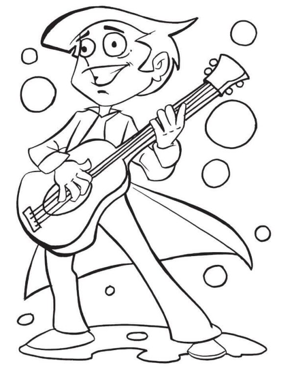 Cartoon Character playing Guitar