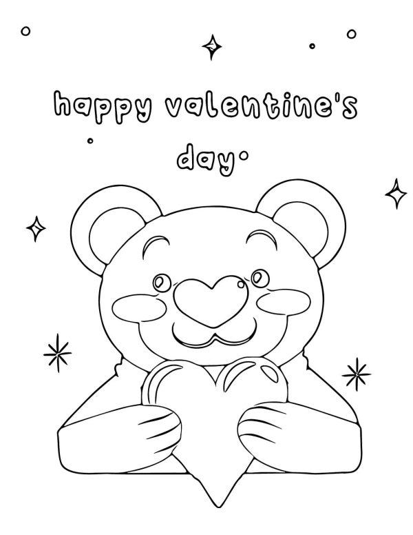 Cute Teddy Bear with Heart in Happy Valentine’s Day