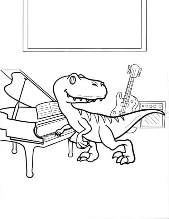 Dinosaur with Piano and Guitar