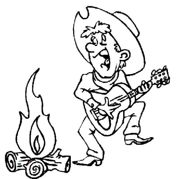 Drawing Cowboy playing Guitar