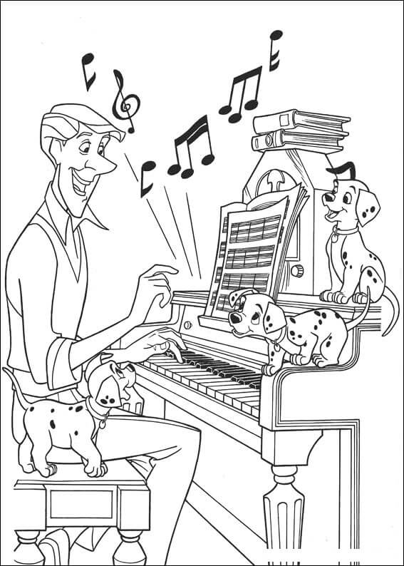 Fun Man playing Piano with Dogs