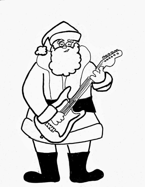 Fun Santa Claus holding Guitar