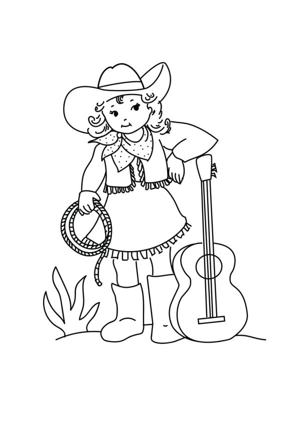 Girl Cowboy with Guitar
