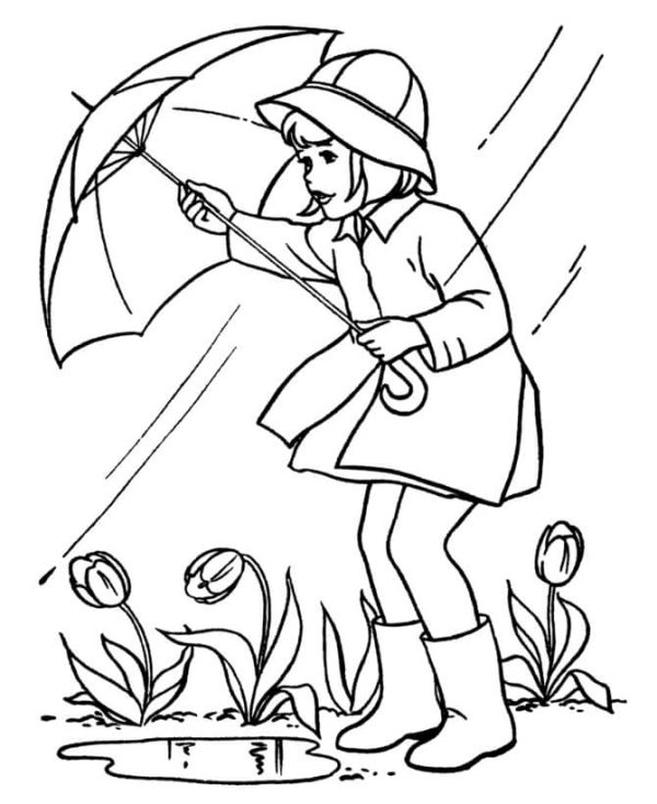Girl Holding An Umbrella in Spring