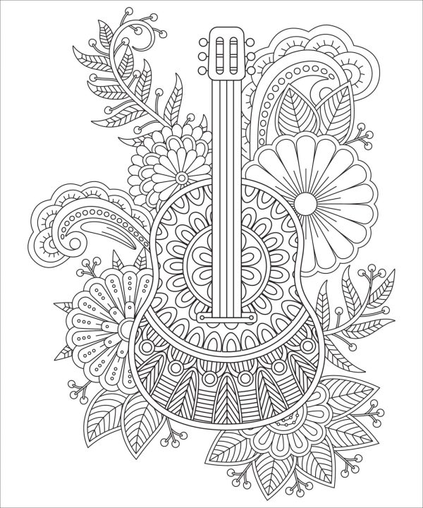 Gitarre mit Blumen-Mandala