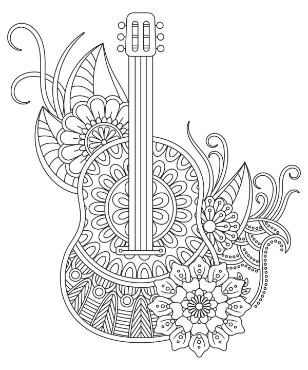 Guitar with Flower Mandala