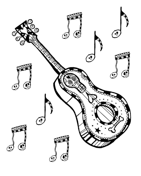 Guitar with Music Notes