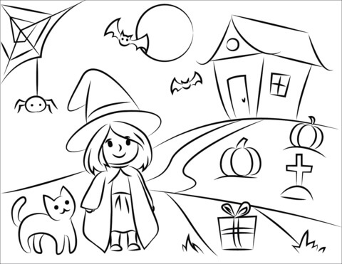 Halloween Girl Drawing
