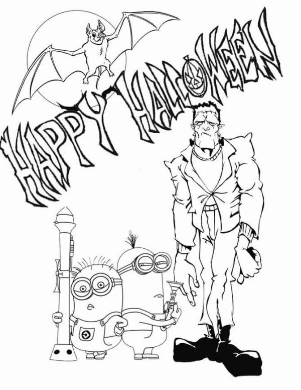Halloween with Frankenstein and Minions