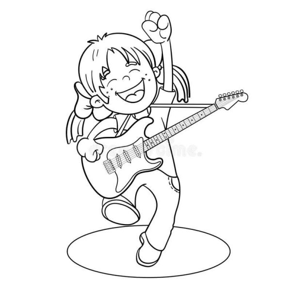 Happy Girl with a Guitar