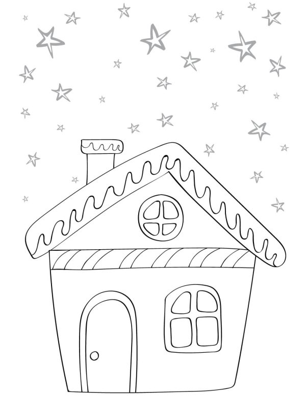House With Stars in Winter