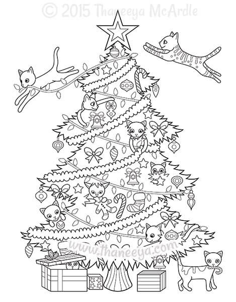 Kittens with Christmas Tree