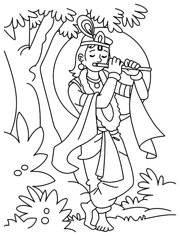 Krishna Radha playing the Flute