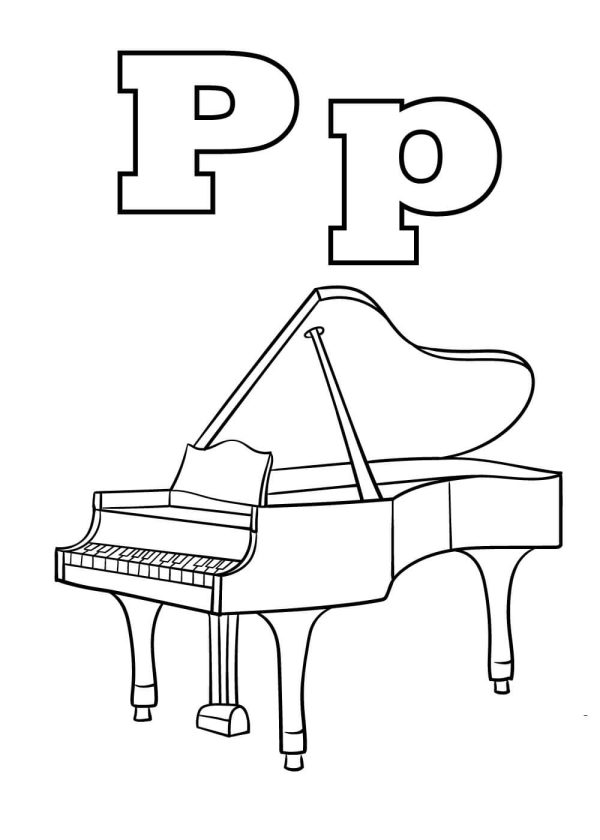 Letter P and Piano