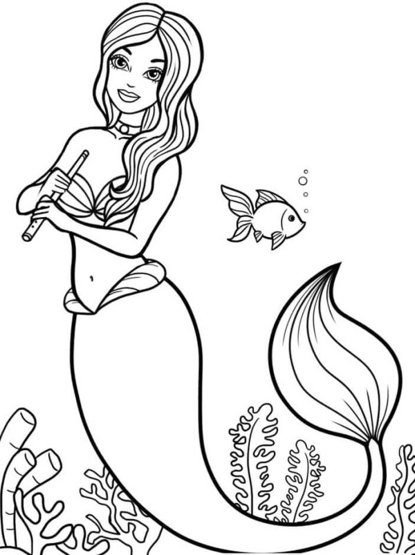 Mermaid Holding Flute