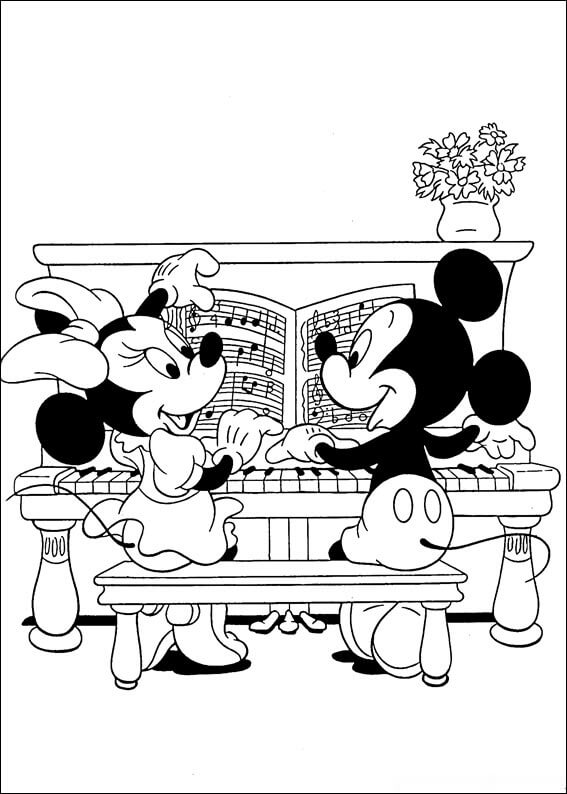 Mickey and Minnie Mouse playing Piano