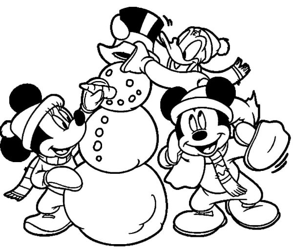 Mickey Mouse and his friends Build Snowman