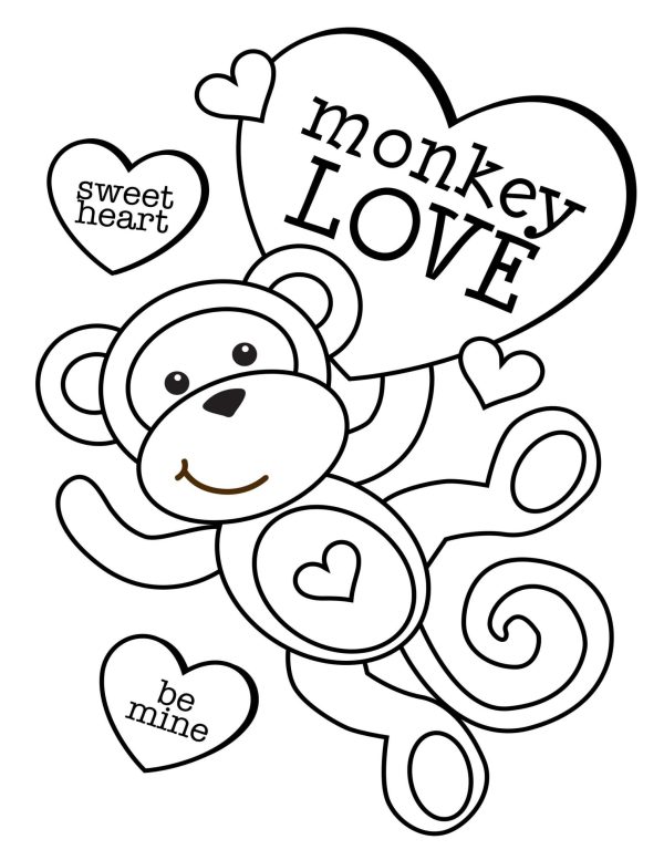 Monkey with Hearts in Valentine