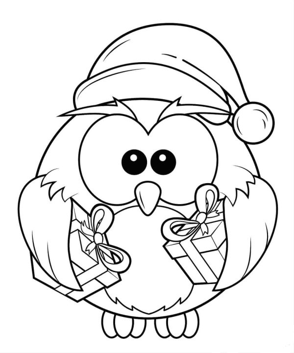 Owl with Christmas Gifts