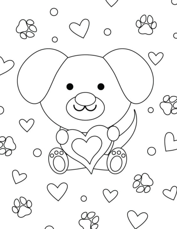 Puppy Dog with Heart in Valentine