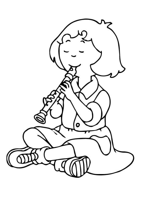 Sitting Girl play Flute