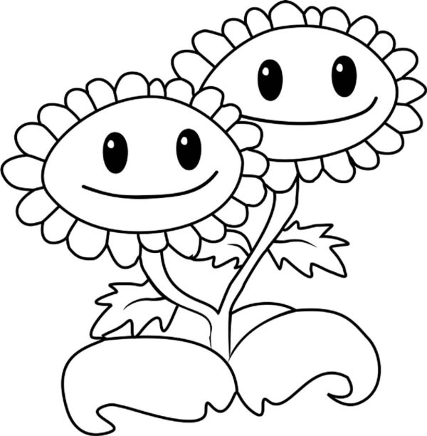 Smiling Twin Sunflower in Plants and Zombies
