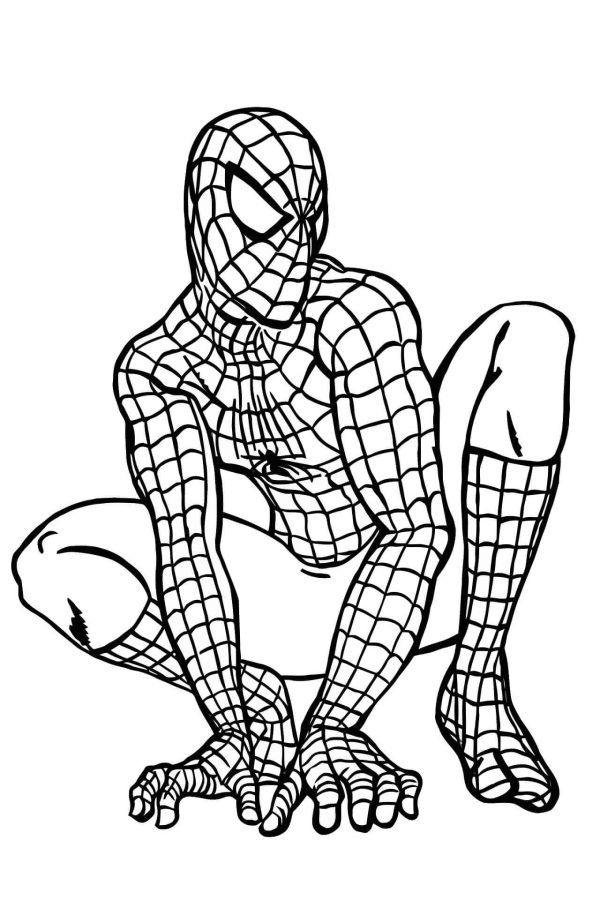 SpiderMan Squatted Down