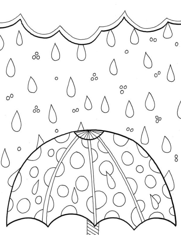 Umbrella with Rain in Spring