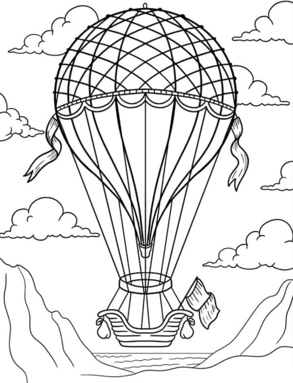 Beautiful Hot Air Balloon With Clouds