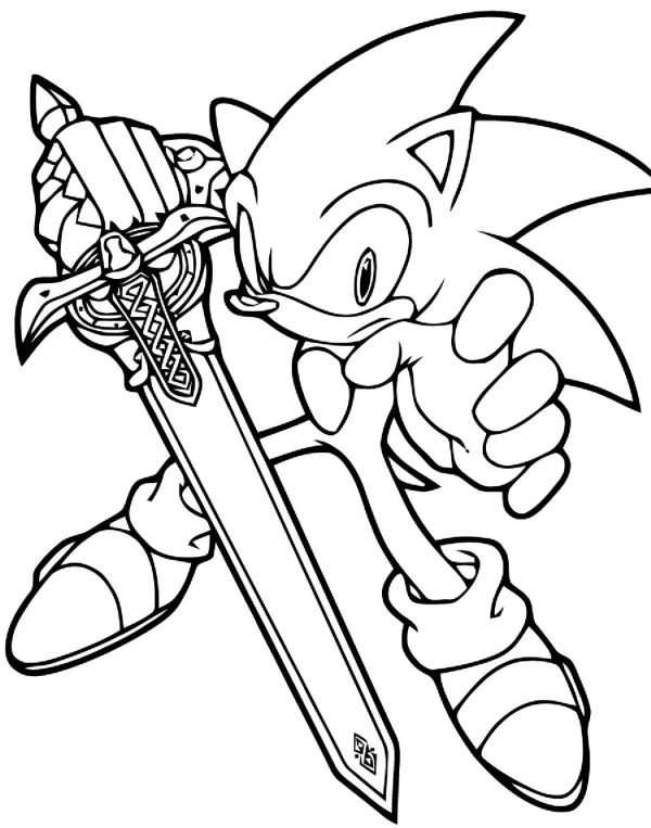 Cool Sonic holding Sword