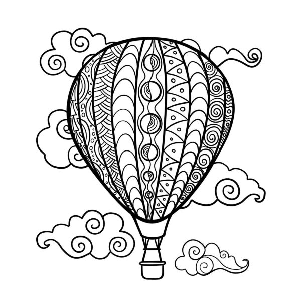 Hot Air Balloon Mandala with Clouds