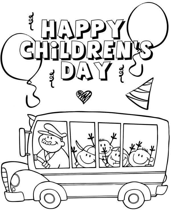 School Bus in Happy Children’s Day
