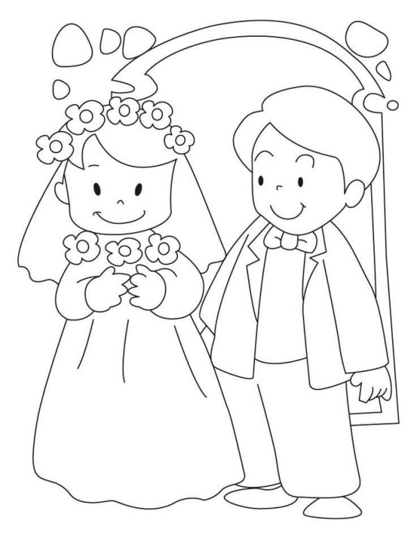 Adorable Groom and Bride in Wedding
