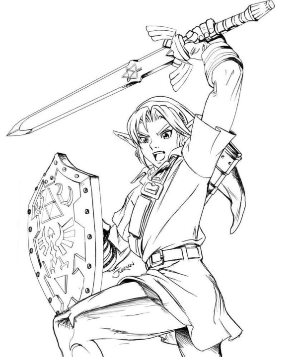 Anime Girl Holding Sword and Shield