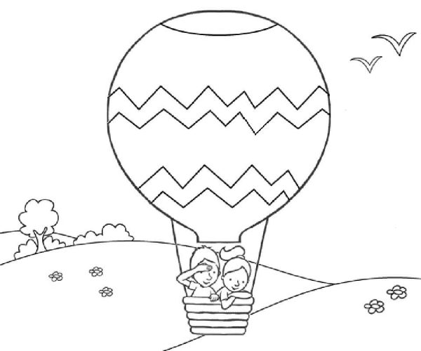 Basic Two Kids in a Hot Air Balloon