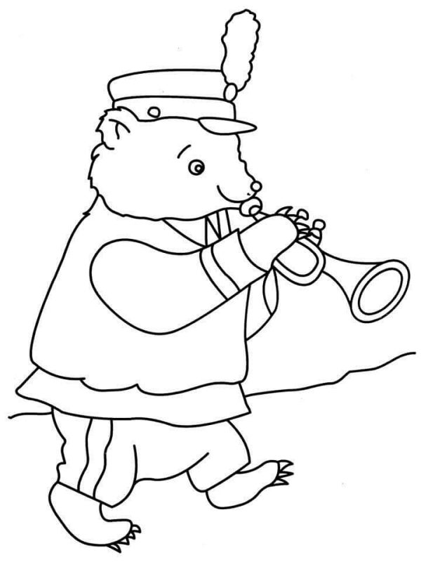 Cartoon Bear Playing the Trumpet