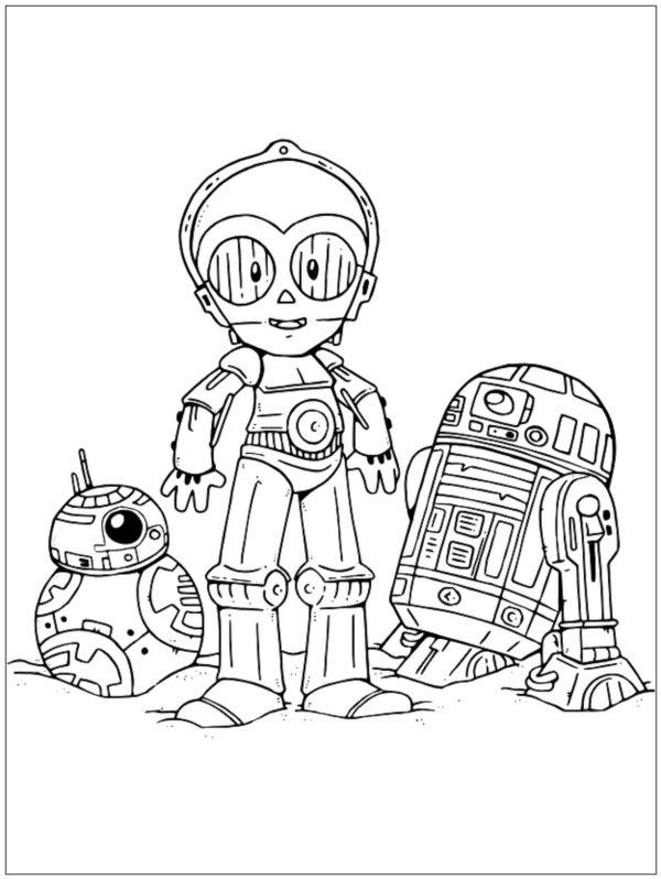 Chibi C-3P0 and R2-D2 with BB-8
