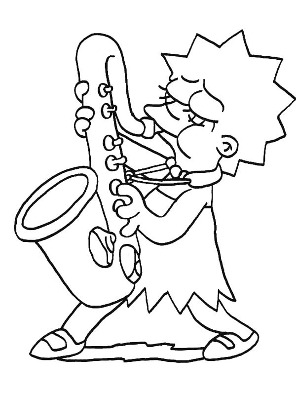 Cute Lisa Simpson playing Saxophone