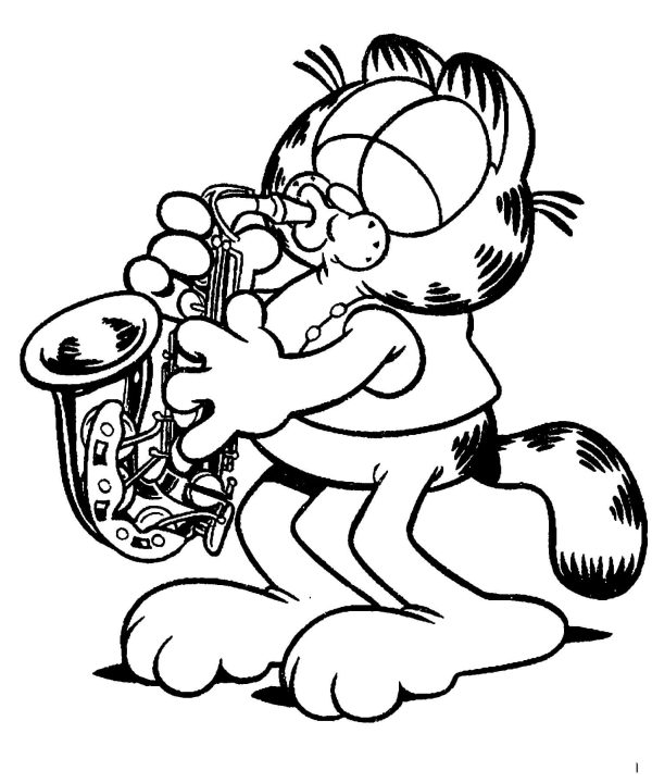 Garfield playing Saxophone