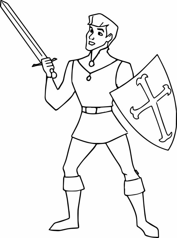 Phillip Holding Sword and Shield