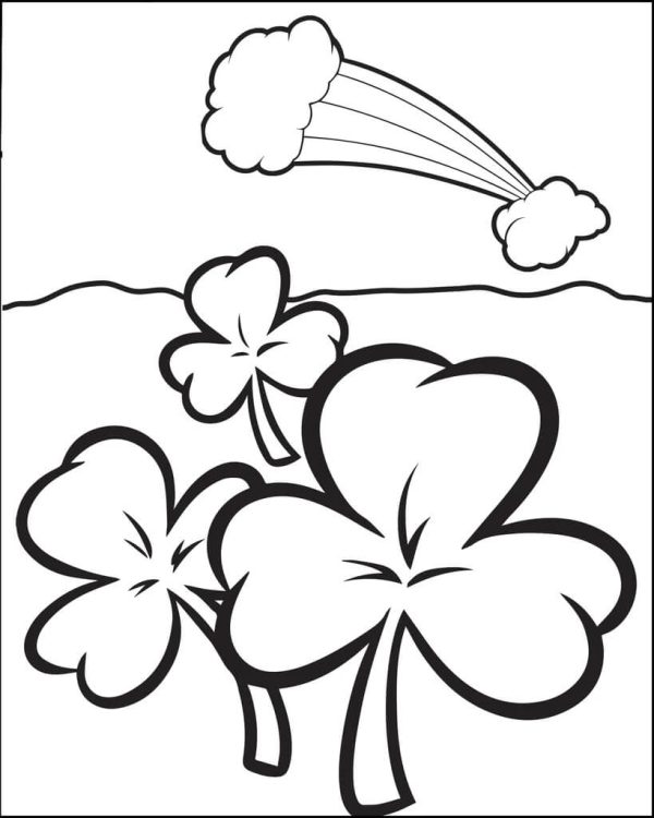 Three Shamrock With Clouds