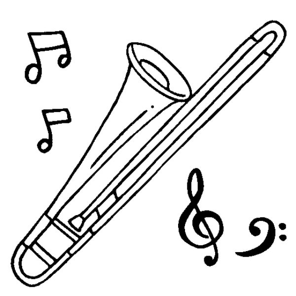 Trumpet Drawing with Musical Notes