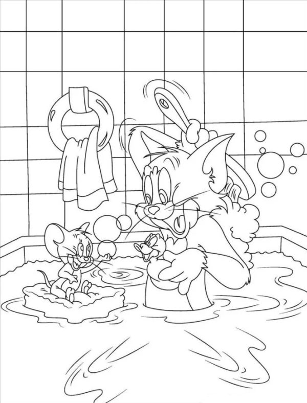 Tom And Jerry Take A Bath In The Tub