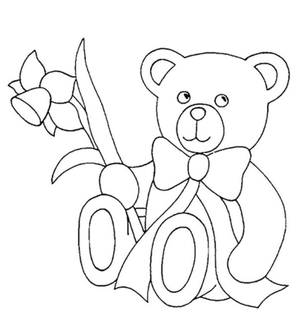 Teddy Bear Holding Flower