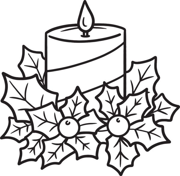 Christmas Candle With Leaves