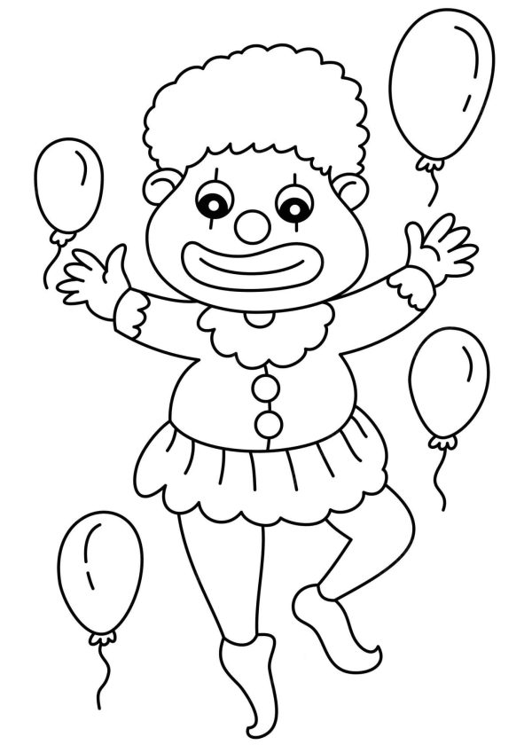 Clown with Four Balloons