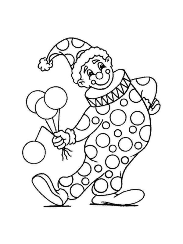 Drawing Clown Holding Balloons